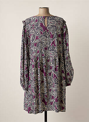 Rochie midi imprimeu fantezie mâneci lungi violet GRACE & MILA femeie