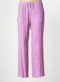 Pantalon larg țesătură crep talie înaltă violet ESCANDELLE femeie
