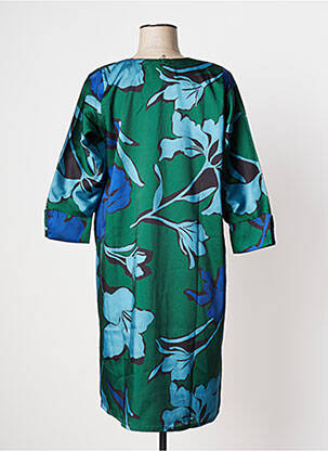 Rochie midi imprimeu floral mâneci 3/4 verde POISSONS BLANCS femeie