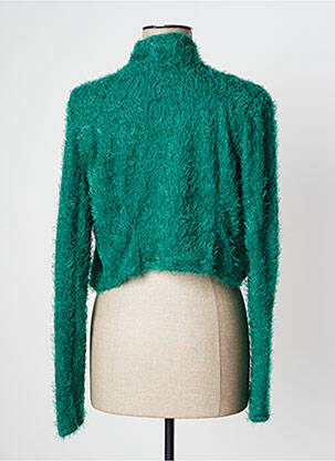 Vestă cu mâneci lungi tricot tricot pufos verde POISSONS BLANCS femeie