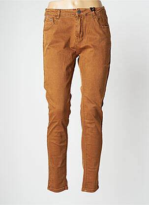 Pantalon slim țesătură poplin mărime normală maro BROADWAY femeie