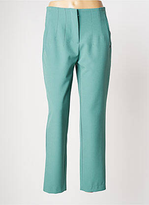 Pantalon drept talie cu cleme talie înaltă verde GARCIA femeie