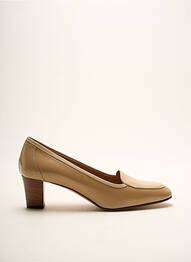 Mocasini țesătură satinată toc de 4 la 6 cm bej SELMO femme