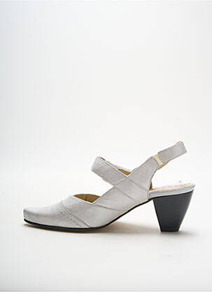 Sandale/pantofi decupați material neted toc de 4 la 6 cm alb GEO-REINO femme