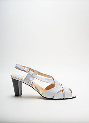 Sandale/pantofi decupați material neted toc de 4 la 6 cm alb SELMO femeie