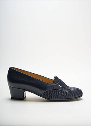 Mocasini material neted toc de 4 la 6 cm albastru SARABELLE femeie