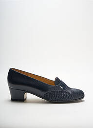 Mocasini material neted toc de 4 la 6 cm albastru SARABELLE femeie