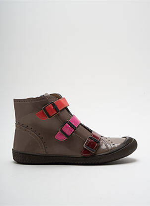 Botine/ghete material neted vârf rotund maro MOD8 fată