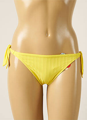 Chiloți de baie efect material satinat bikini galben CHERRY BEACH femeie