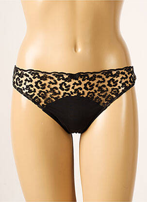 Tanga efect material satinat negru SIMONE PERELE femeie