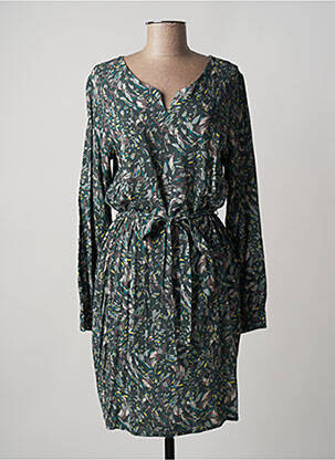 Rochie midi imprimeu fantezie mâneci lungi verde DIPLODOCUS femeie