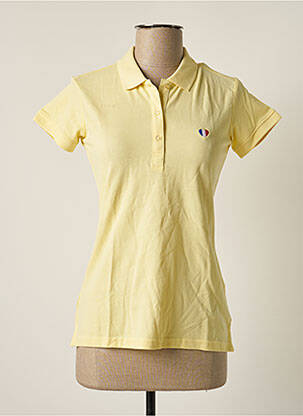 Polo broderie cu motive brodate mâneci scurte galben TEDDY SMITH femeie