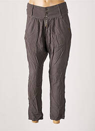 Pantalon drept țesătură poplin talie cu cleme gri TEDDY SMITH fată