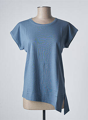 Top țesătură jersey mâneci scurte albastru SANFASON femeie