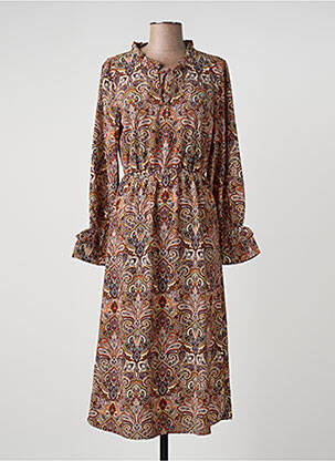 Rochie midi țesătură crep mâneci lungi maro JDY femeie