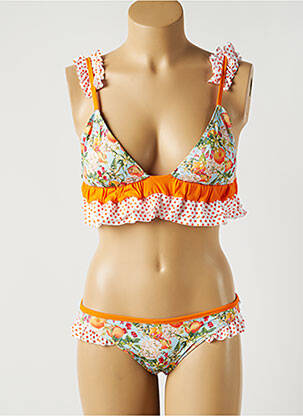 Costum de baie din două piese elasticitate top sutien modelat portocalie KITESS femeie