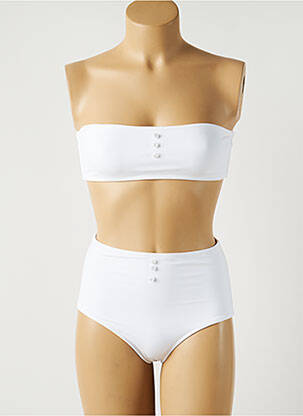 Costum de baie din două piese elasticitate top bentiță alb MON PETIT BIKINI femeie