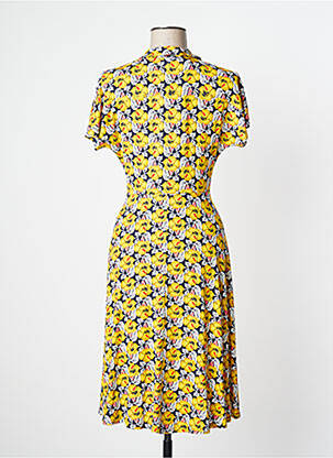 Rochie midi imprimeu floral mâneci scurte galben BLUTSGESCHWISTER femeie