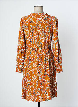 Rochie midi imprimeu floral mâneci lungi maro ICHI femeie