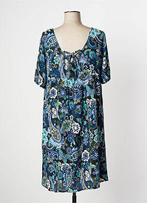 Rochie midi imprimeu floral mâneci scurte albastru AGATHE & LOUISE femeie