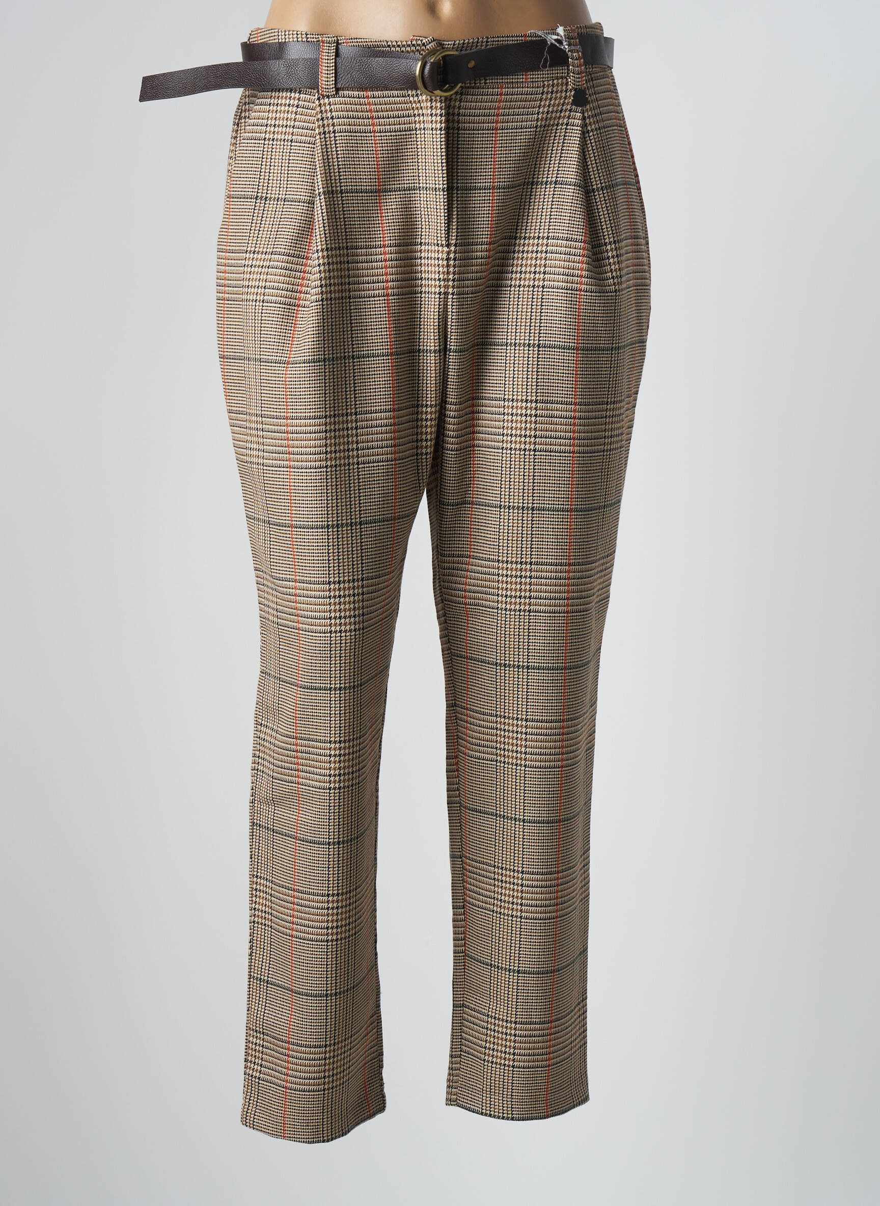 Pantalon 7/8 talie înaltă talie înaltă bej BSB femeie