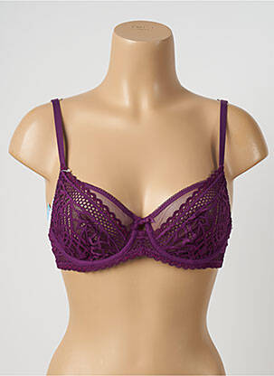 Sutien efect material satinat sutien cupe întregi cu decolteu înalt violet M&S COLLECTION femeie