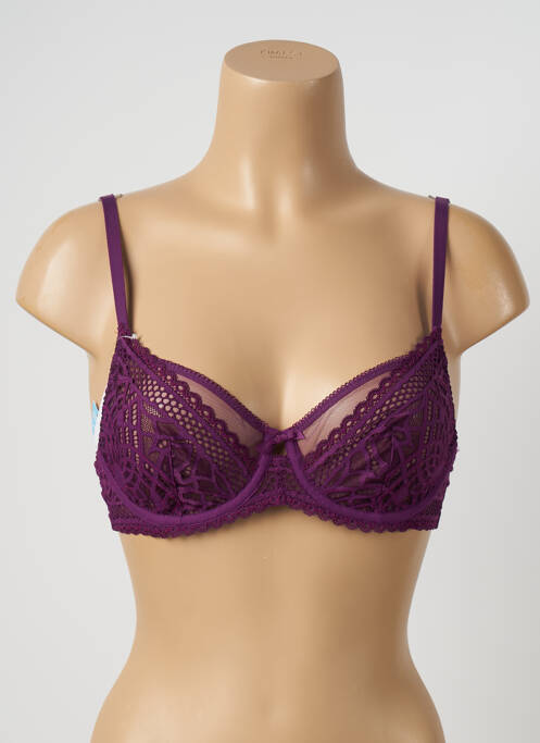 Sutien efect material satinat sutien cupe întregi cu decolteu înalt violet M&S COLLECTION femme