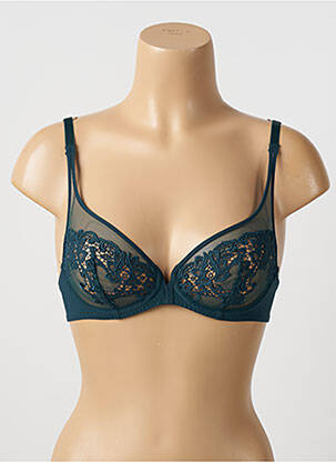 Sutien efect material satinat sutien cupe întregi cu decolteu înalt verde SIMONE PERELE femeie
