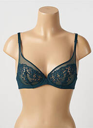 Sutien efect material satinat sutien cupe întregi cu decolteu înalt verde SIMONE PERELE femme