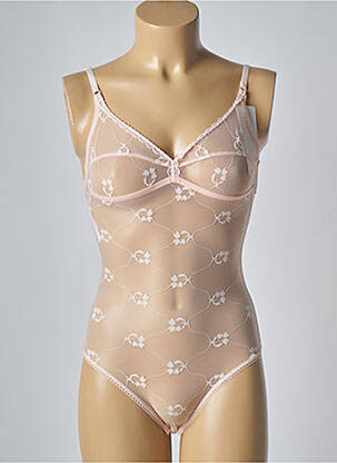 Body de lenjerie efect material satinat roz SIMONE PERELE femeie