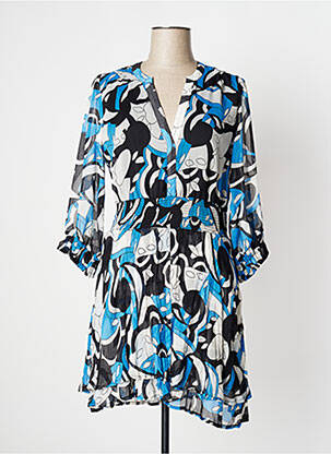 Rochie midi mâneci 3/4 mâneci 3/4 albastru AN' GE femeie