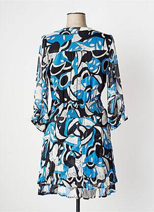 Rochie midi mâneci 3/4 mâneci 3/4 albastru AN' GE femeie
