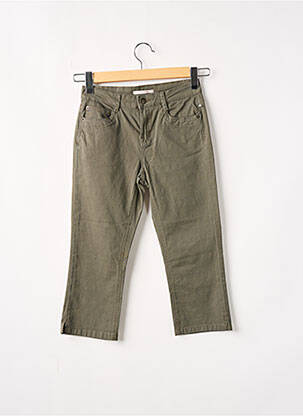 Pantalon trei sferturi buzunare verde CAMAIEU femeie