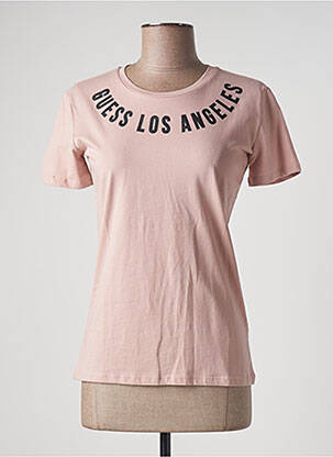 Tricou serigrafie mâneci scurte roz GUESS femeie