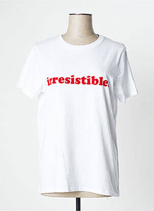 Tricou serigrafie flockată mâneci scurte alb UNDIZ femeie