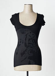 Tricou croială dreaptă mâneci scurte negru UNDIZ femme