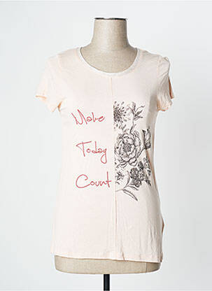 Top țesătură jersey mâneci scurte roz CAMAIEU femme