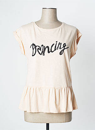 Tricou serigrafie mâneci scurte roz CAMAIEU femeie
