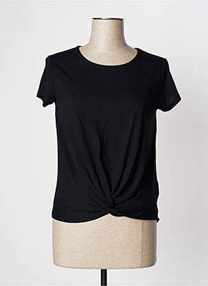 Top țesătură jersey mâneci scurte negru CAMAIEU femme