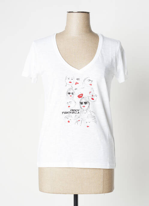 Tricou imprimeu fantezie mâneci scurte alb IKKS femme