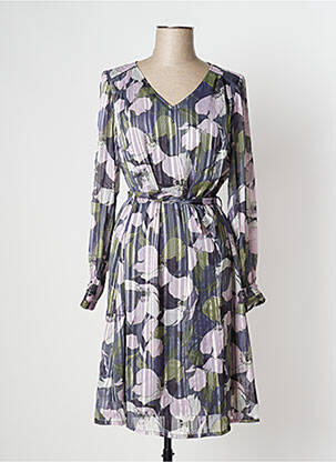 Rochie midi imprimeu floral mâneci lungi gri DAMART femeie