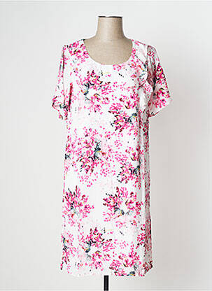 Rochie midi imprimeu floral mâneci scurte roz DAMART femeie