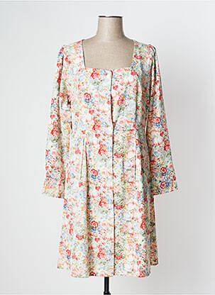 Rochie midi imprimeu floral mâneci lungi bej EMI-JO femeie