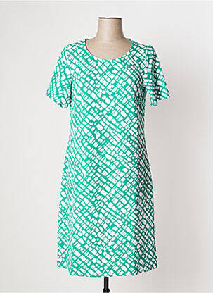 Rochie midi imprimeu fantezie mâneci scurte verde DAMART femeie
