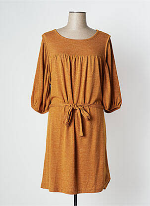 Rochie midi mâneci 3/4 mâneci 3/4 galben BONOBO femeie