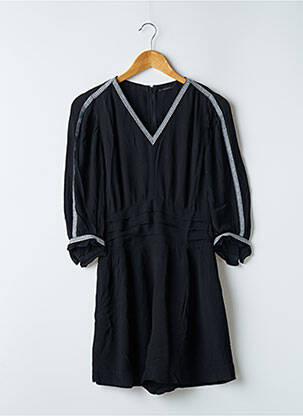 Salopetă scurtă țesătură poplin mâneci 3/4 negru IKKS femeie
