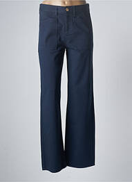 Pantalon larg închidere cu fermoar sub clapetă cu nasturi talie înaltă albastru HAPPY femeie