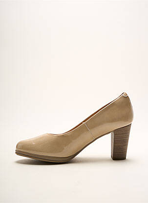 Pantofi cu toc material neted toc de 4 la 6 cm bej KARSTON femeie
