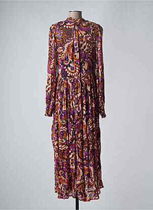 Rochie lungă imprimeu fantezie mâneci lungi violet B.YOUNG femeie