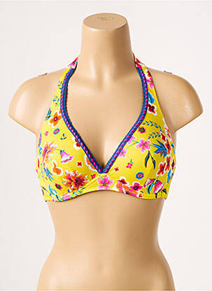 Sutien de costum de baie elasticitate sutien cupe întregi cu decolteu înalt galben ANTIGEL femeie